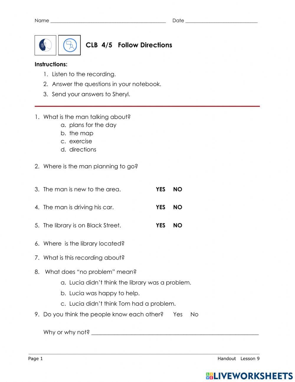 Following Directions