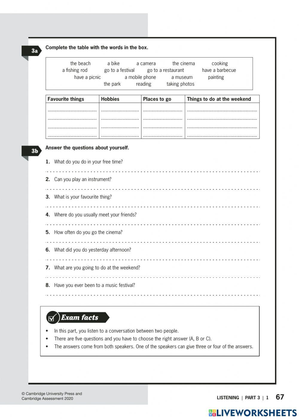 KET listening part 3