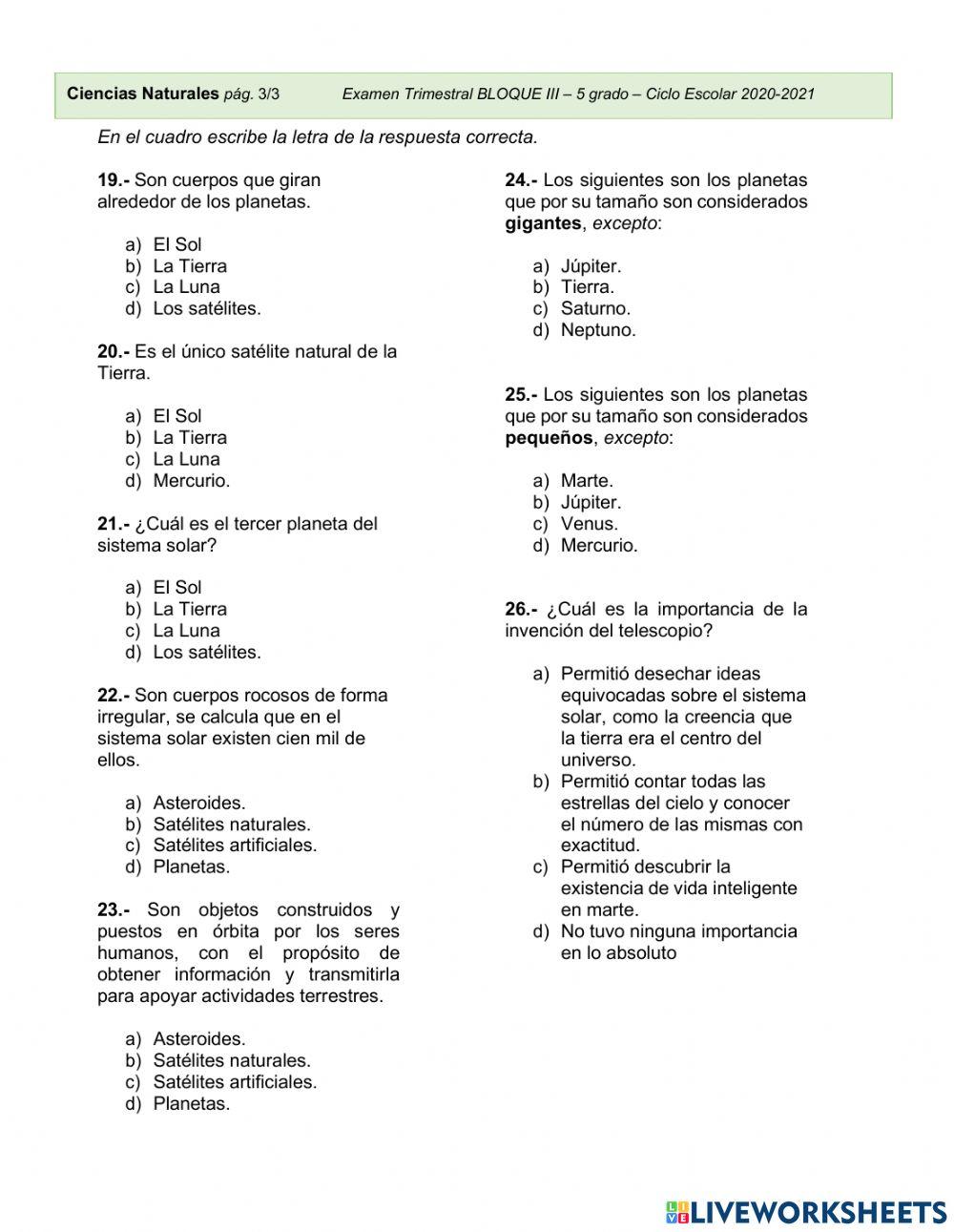 Examen trimestral