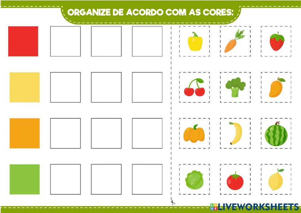 Organize de acordo com as cores - Alimentação Saudável