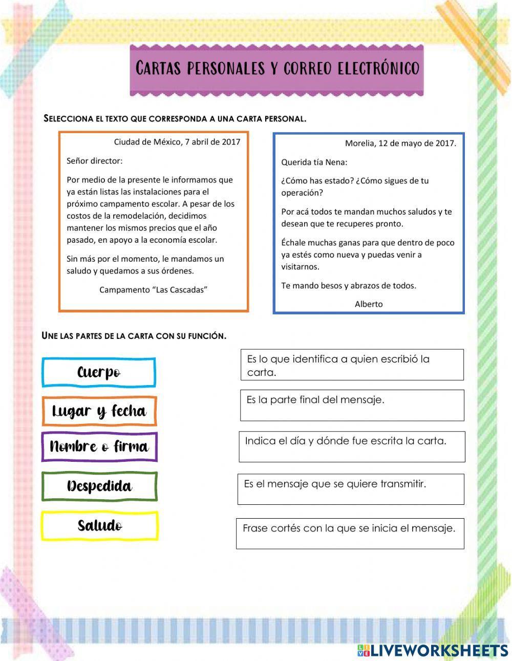 Cartas personales y correo electrónico Cartas personales y correo electrónico