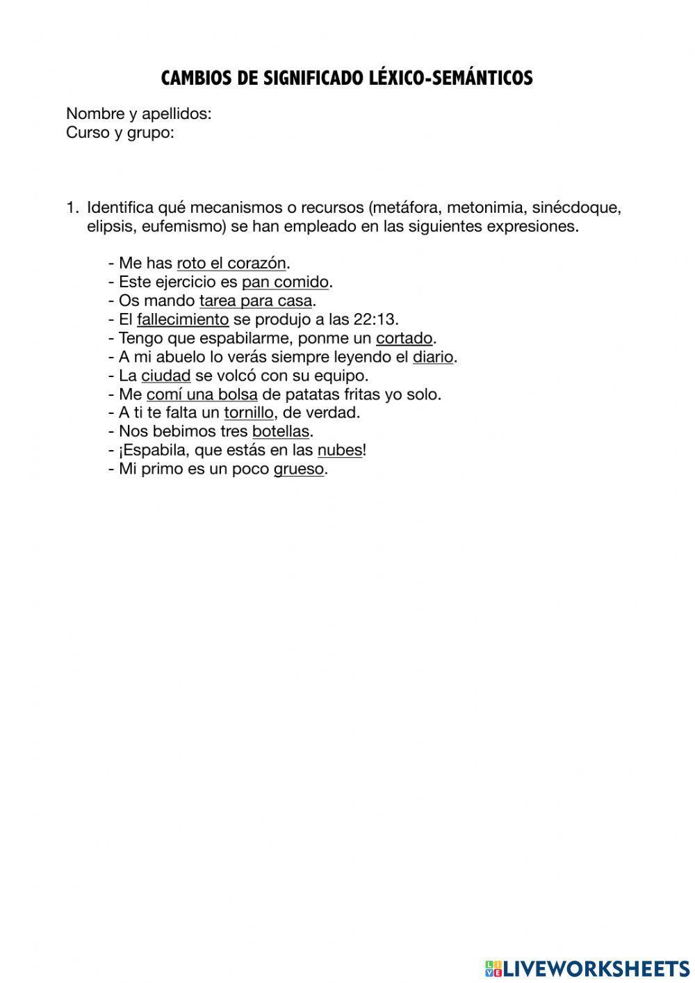 Cambios de significado léxico-semántico