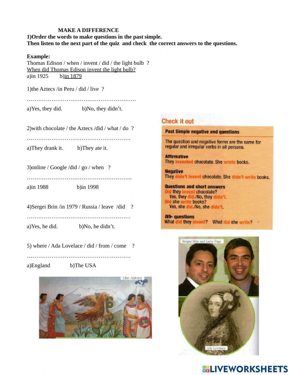 Simple past - negative form and questions