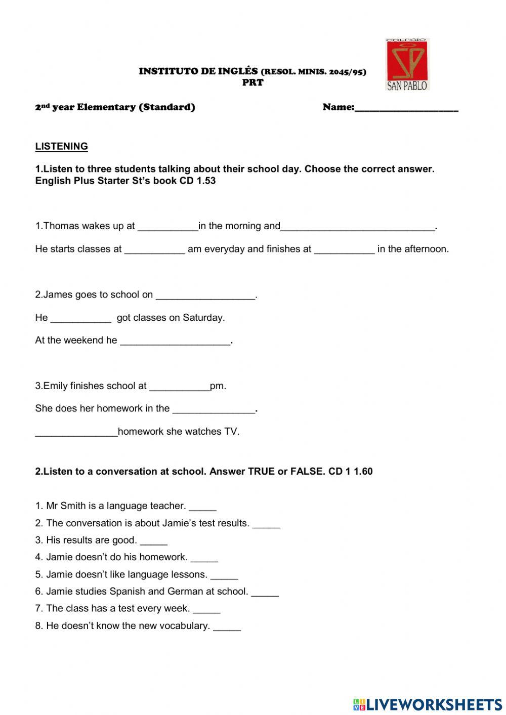 listening elementary