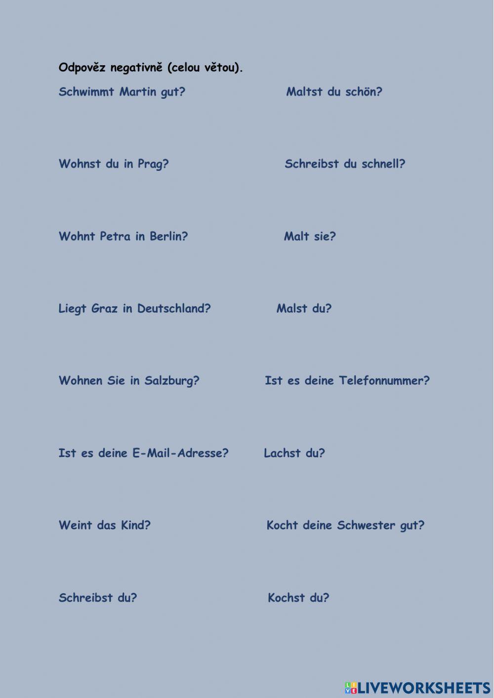 Negation mit nicht-Zápor nicht