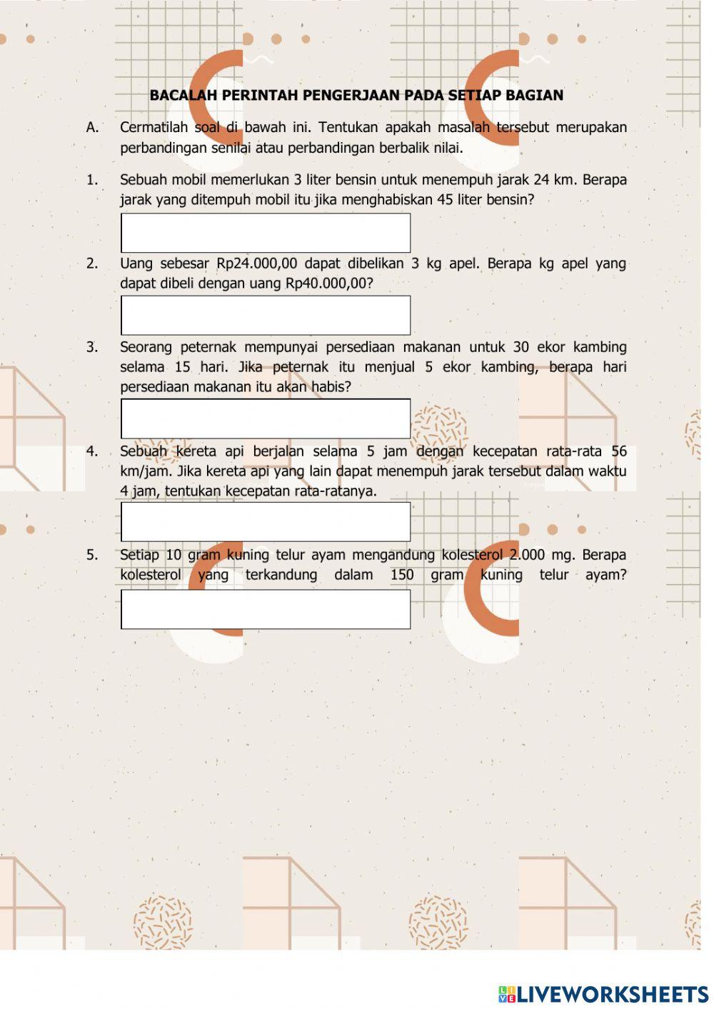 Perbandingan Senilai dan Berbalik Nilai