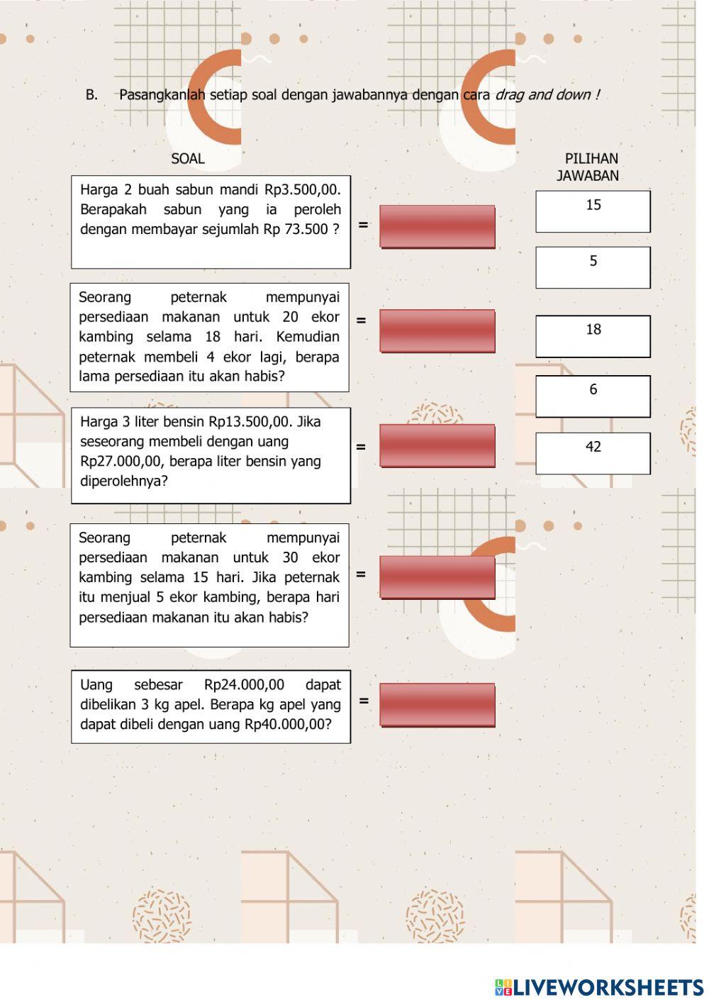 Perbandingan Senilai dan Berbalik Nilai