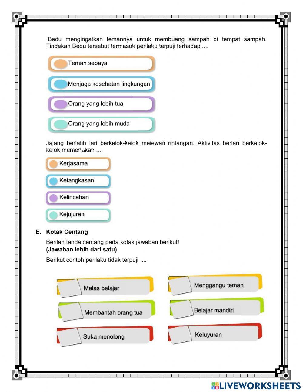 Latihan Soal Akhlak Terpuji dalam Kehidupan Sehari-hari