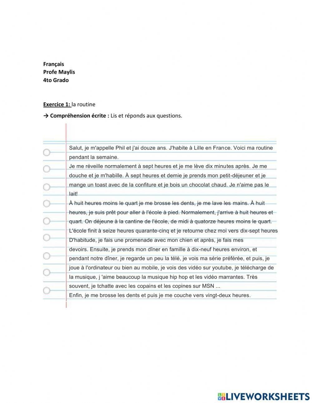 L'heure et la routine