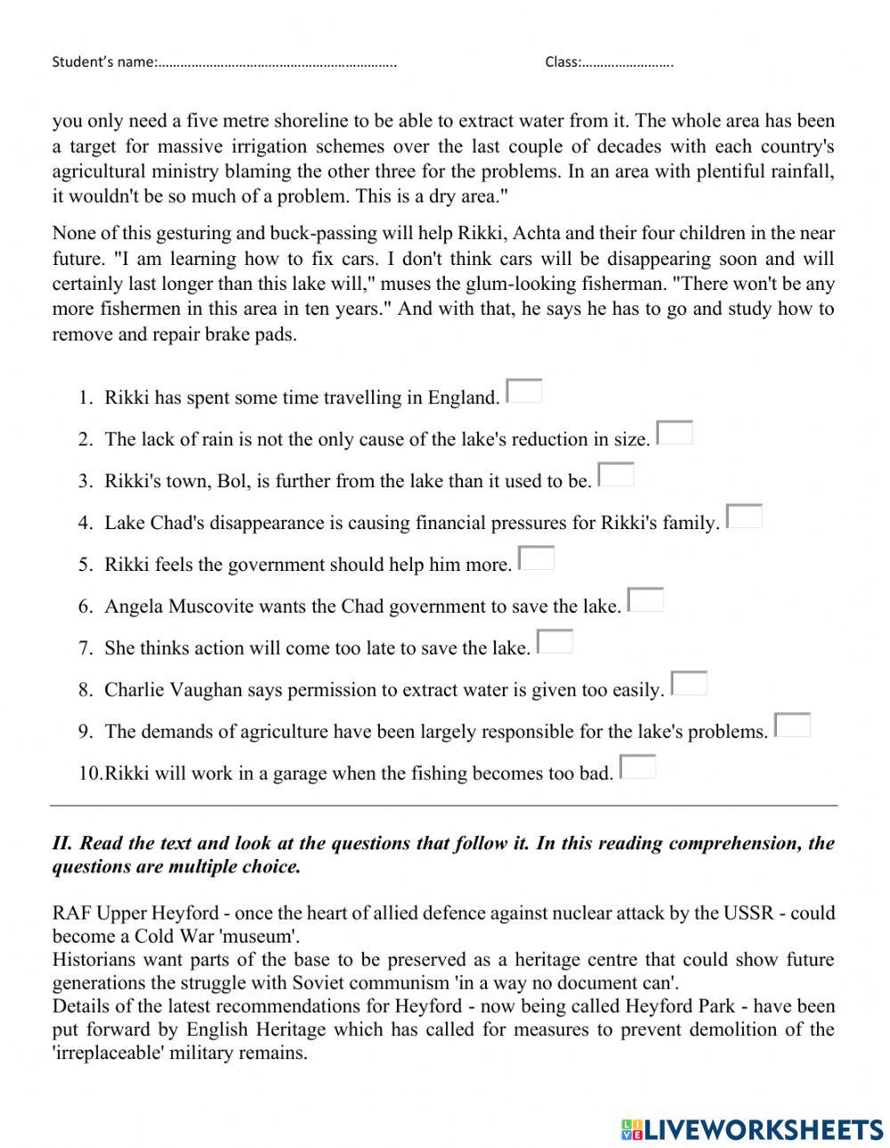 Reading practice Impact 3
