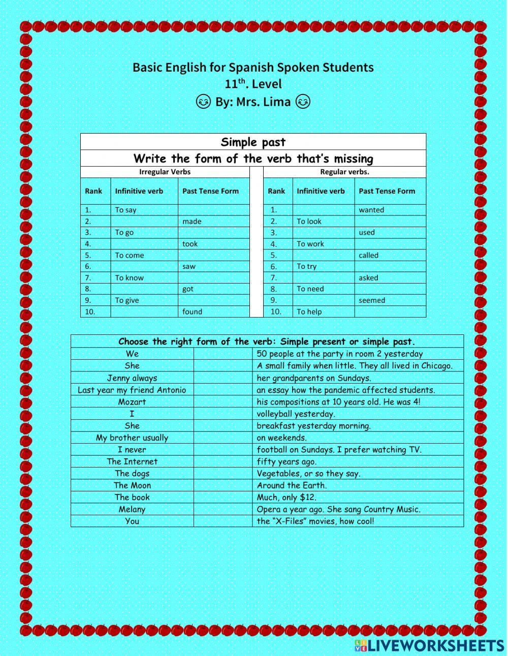 Simple past and Simple Present