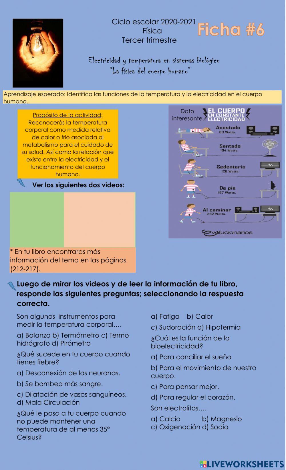 Electricidad y temperatura en sistemas biológico