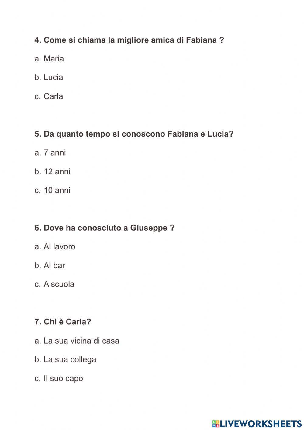 Comprensione orale: I miei migliori amici