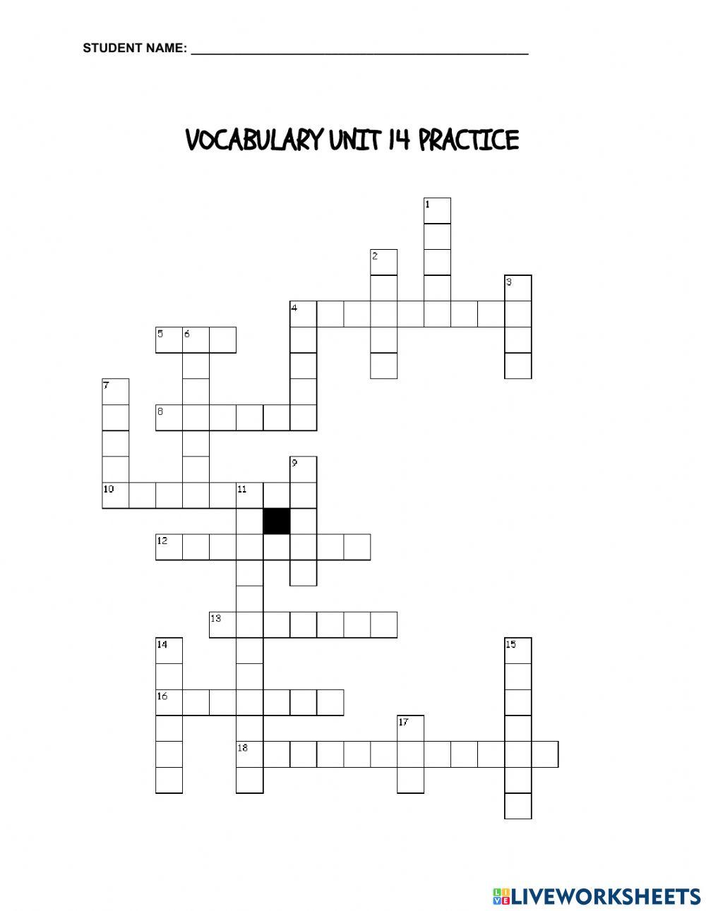 Voc. 14 Crossword Puzzle