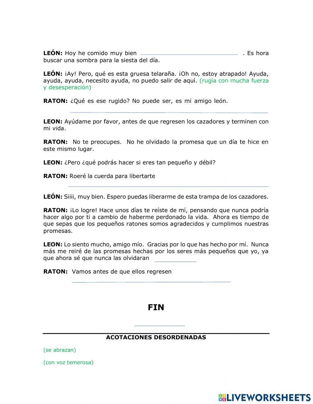 Las acotaciones en el guion teatral