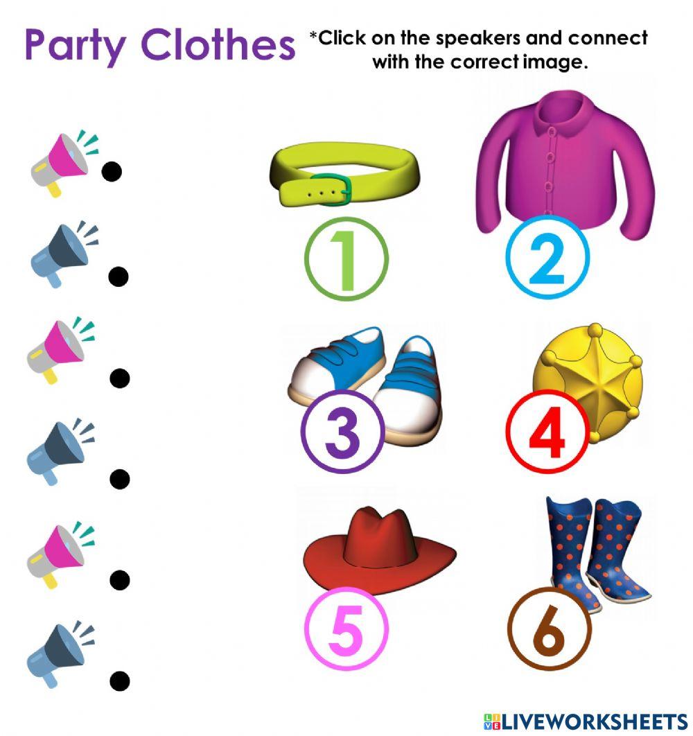 Party clothes Part 2 online exercise for Live Worksheets Party clothes Part 2 online exercise for Live Worksheets