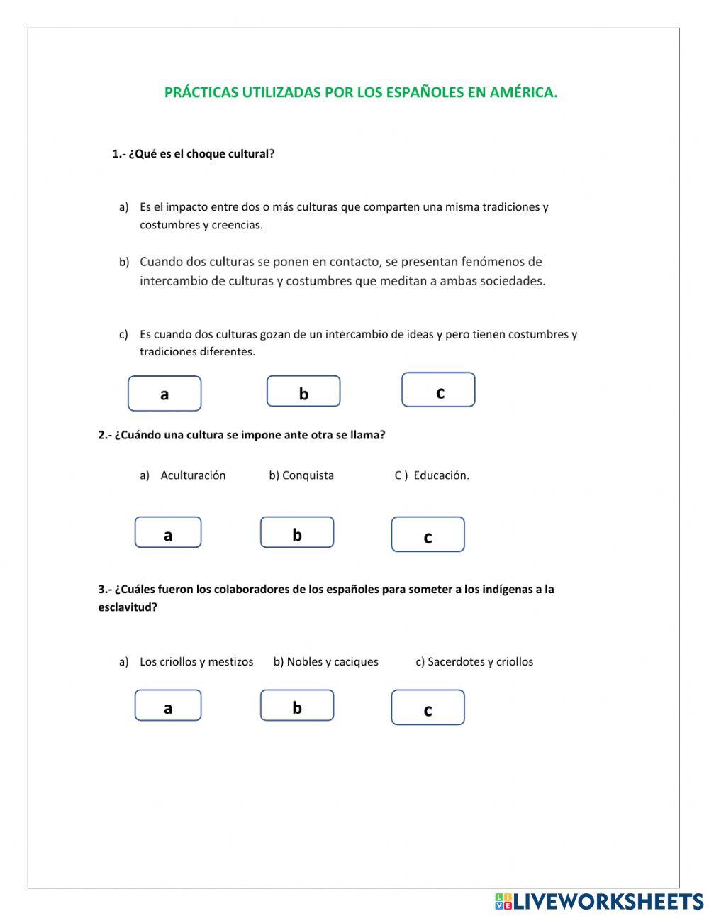 Prácticas españolas en américa