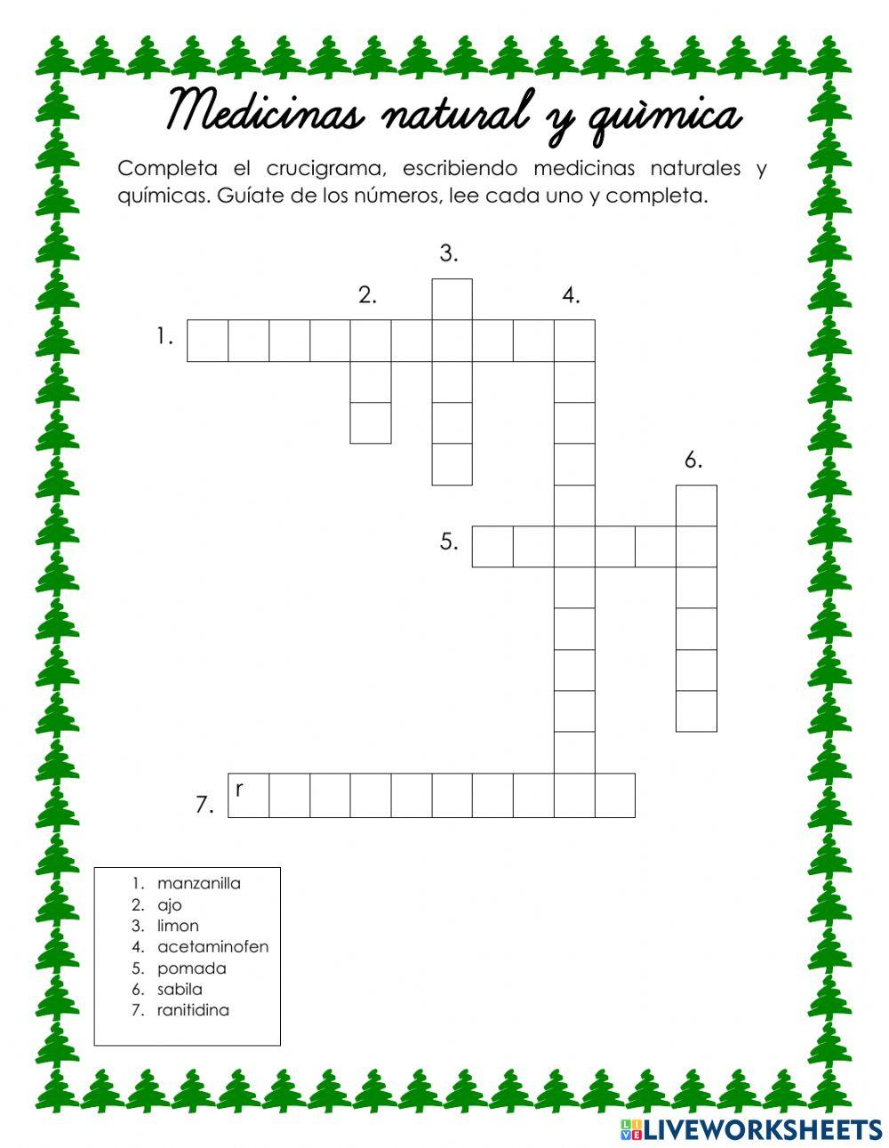 Crucigrama naturales y químicas