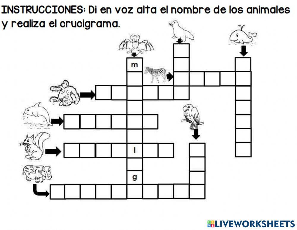 Crucigrama de animales