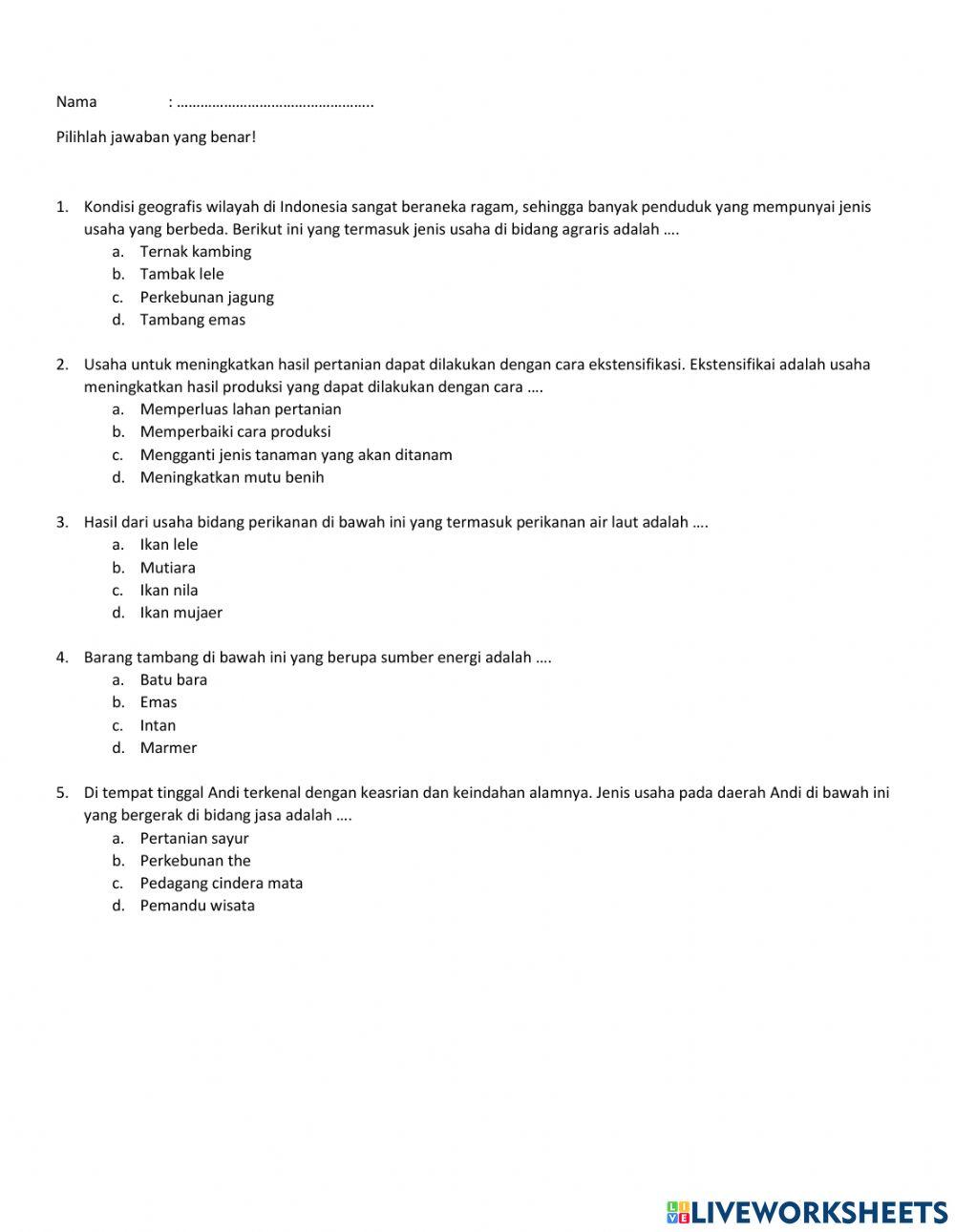 Jenis usaha masyarakat indonesia