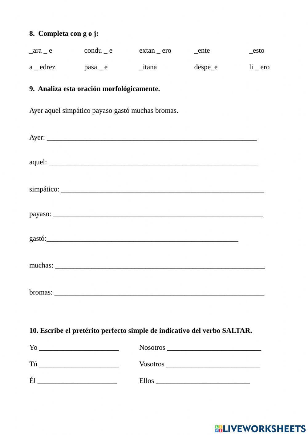 Control de Lengua temas 9 y 10 Anaya