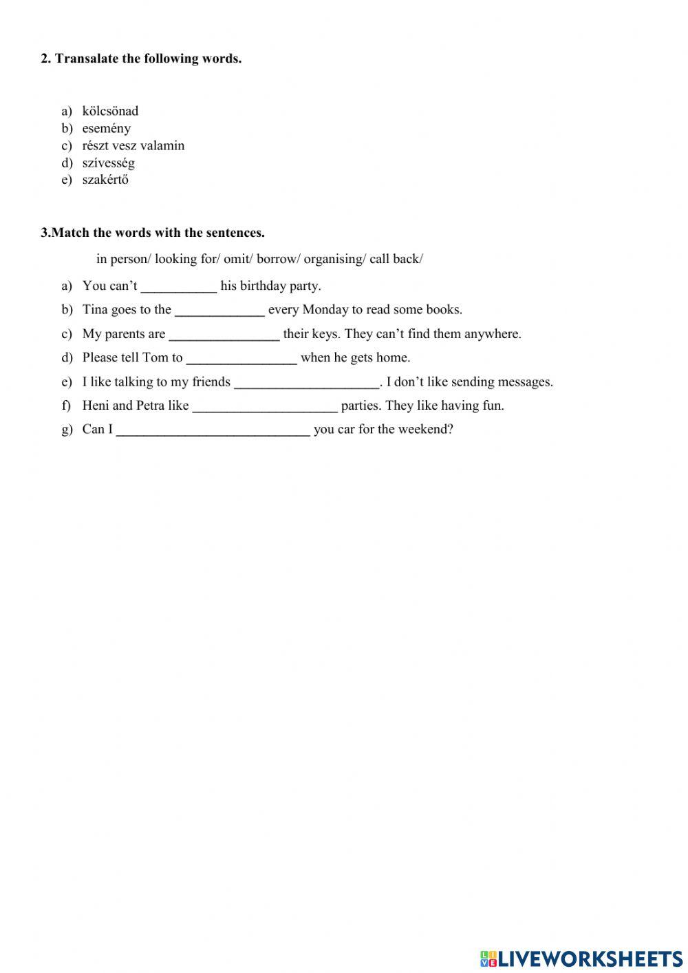 Pioneer elementary module 5 word practice