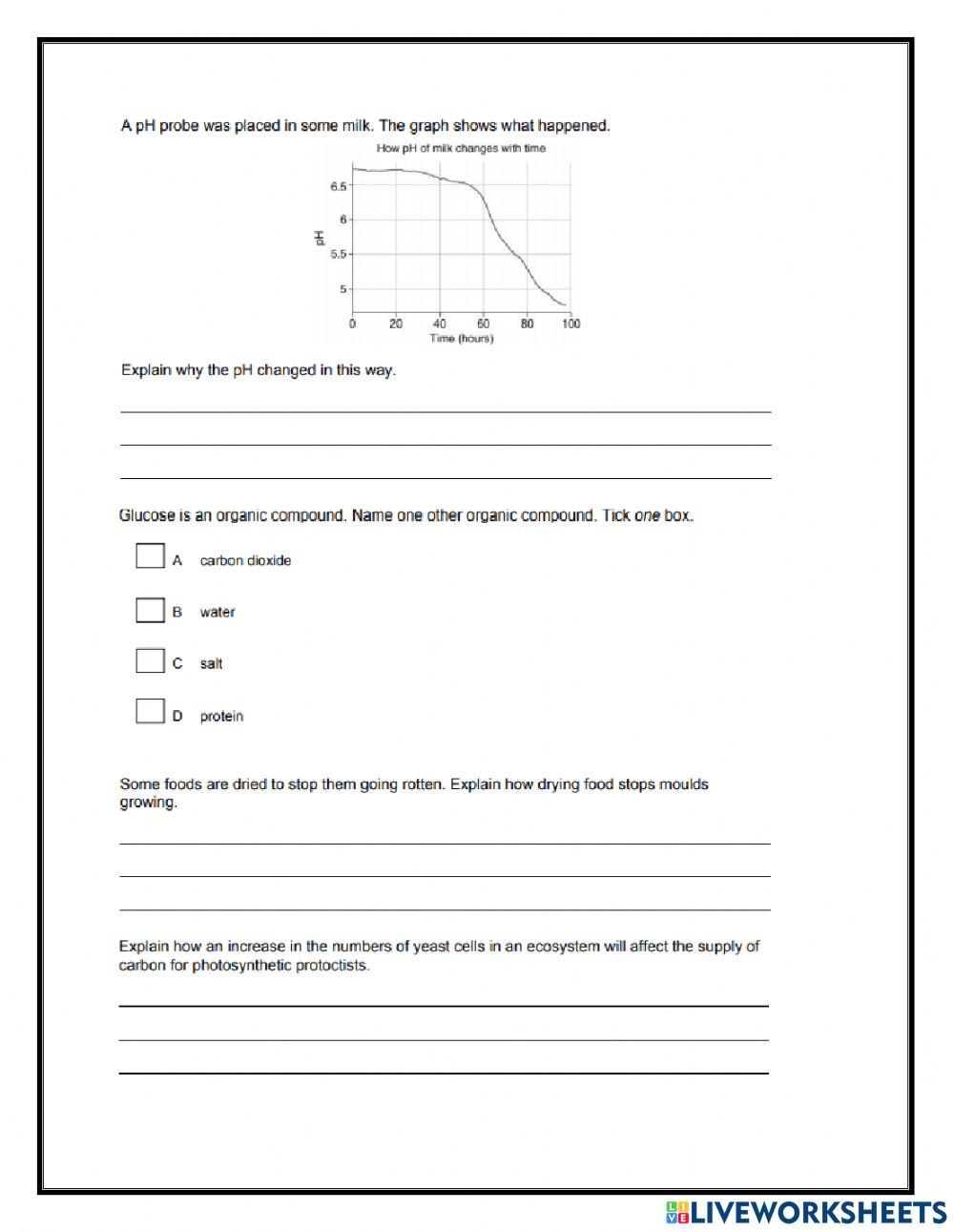 Unicellular organisms End of unit practice quiz