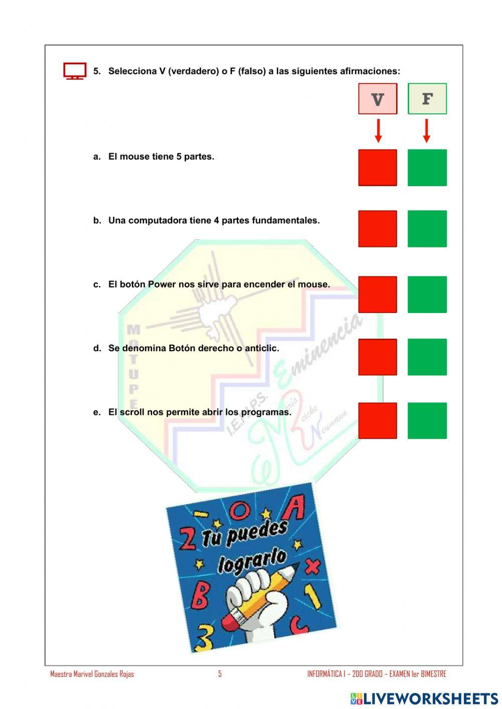 Examen bimestral 2do grado - informática