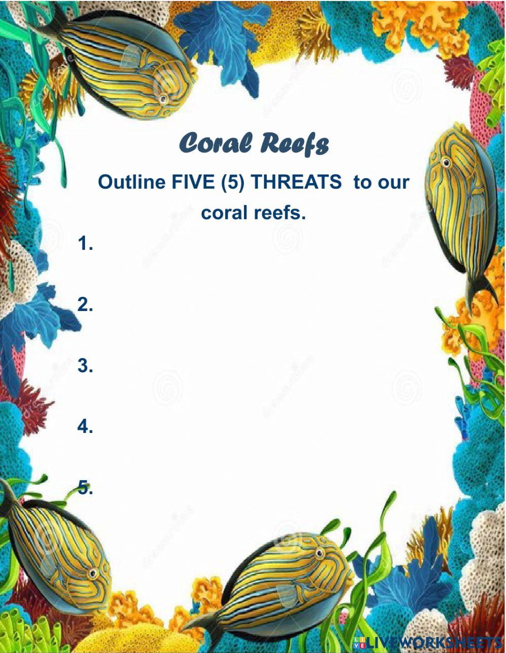 ECOSYSTEMS- OUR CORAL REEFS WORKSHEET