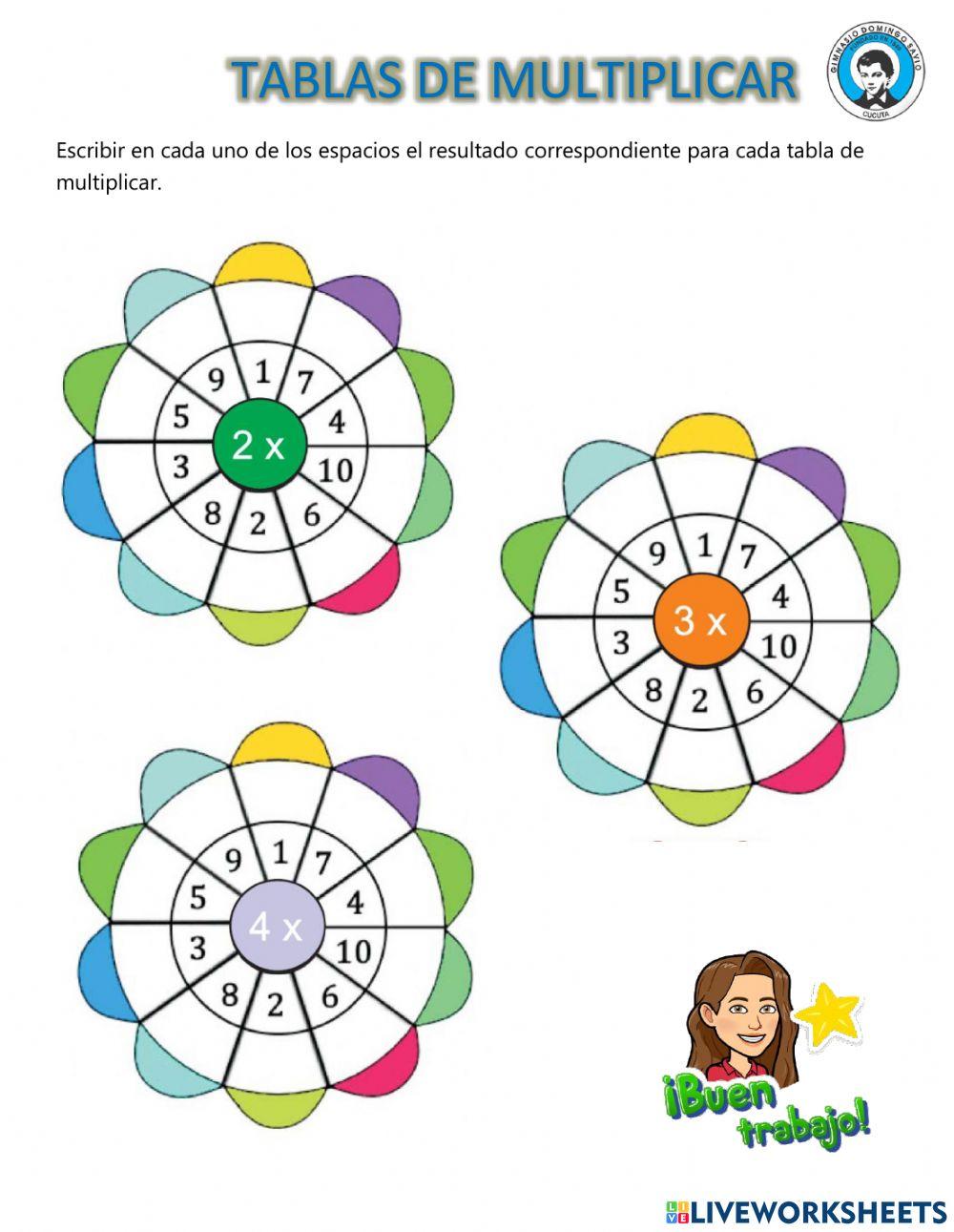 Tablas de multiplicar 2 3 y 4