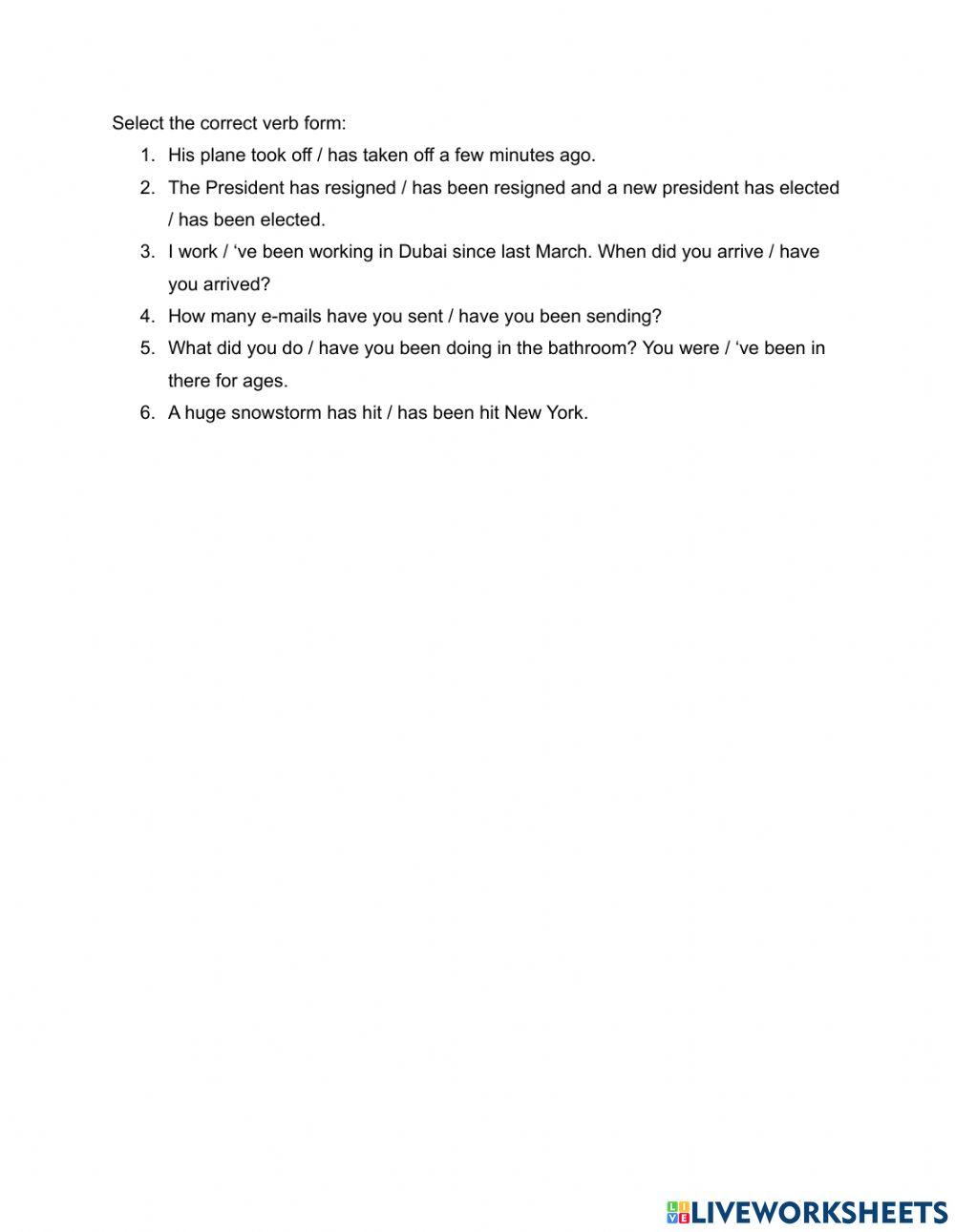 Present perfect forms