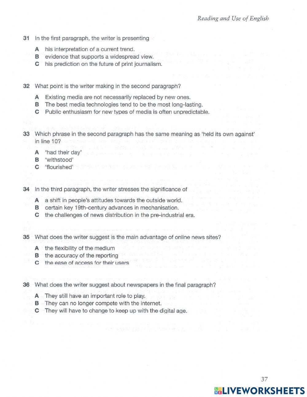 CAE Test 6 R&U P1 ADAPTED