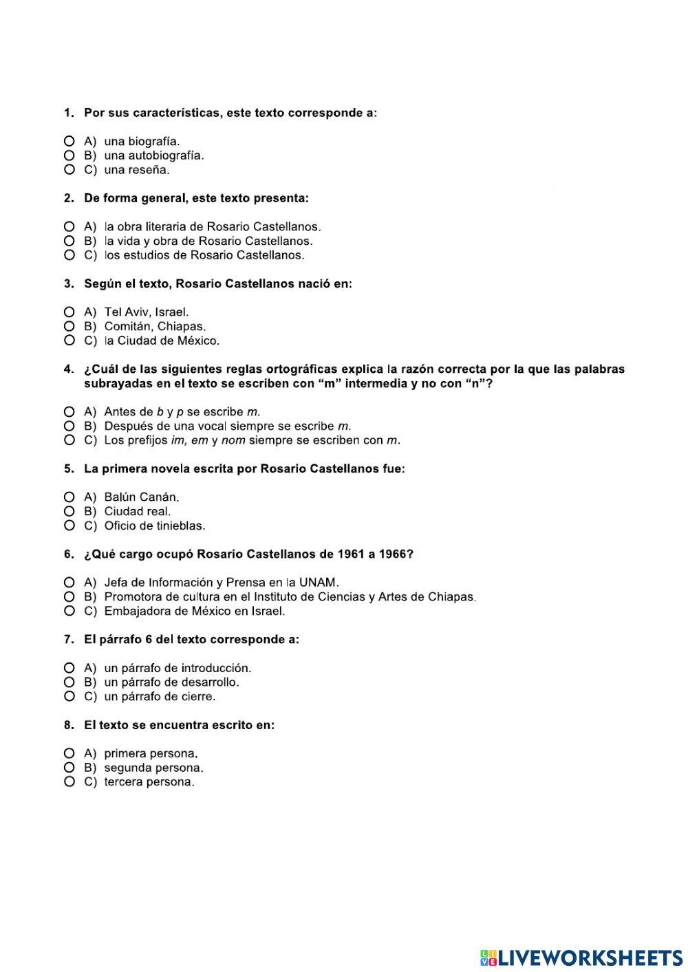 Comprensión lectora II