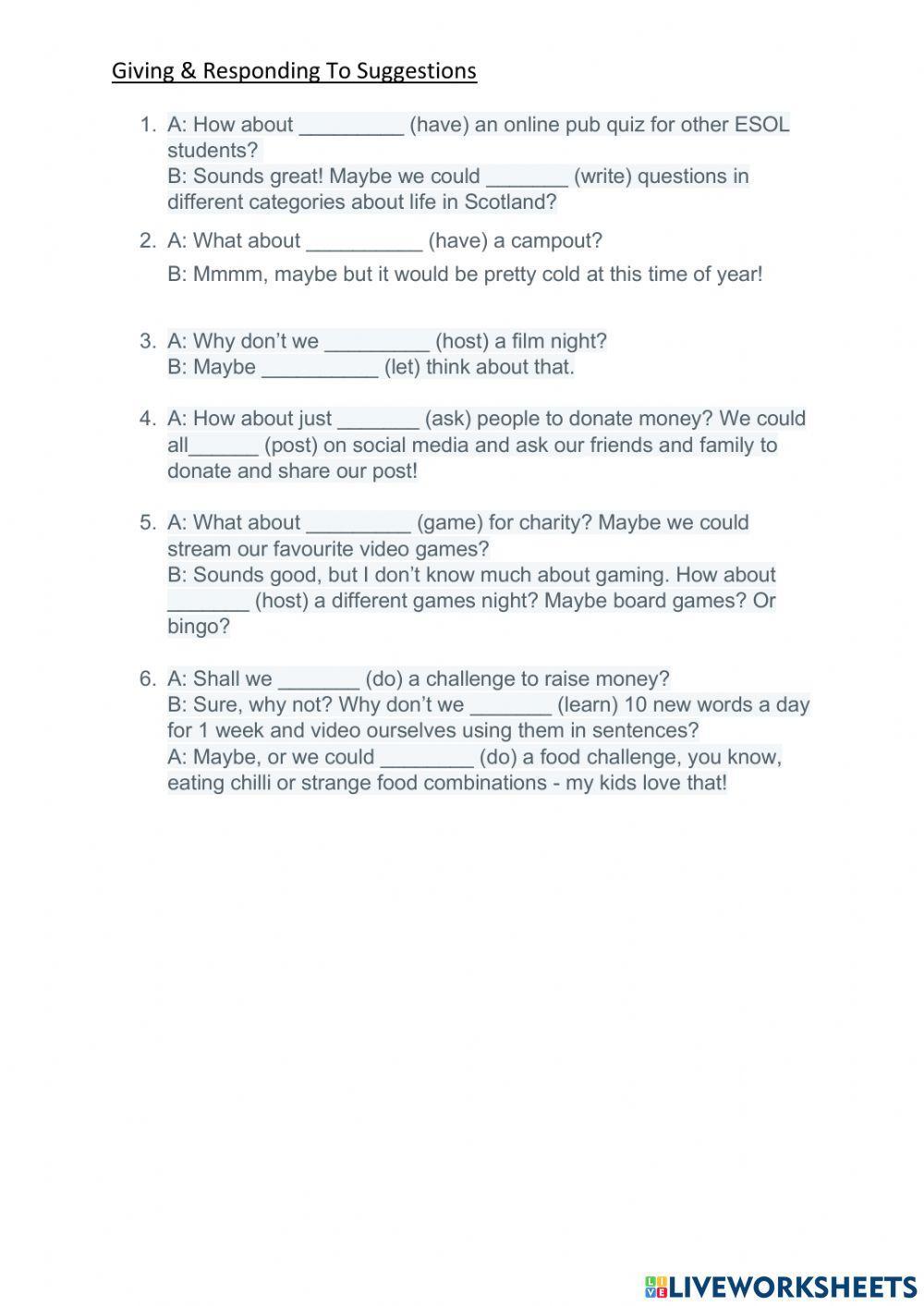 Make and Respond to Suggestions