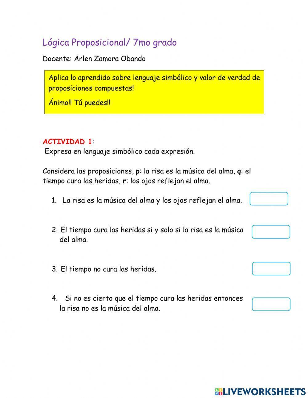 Lógica proposicional I 7mo