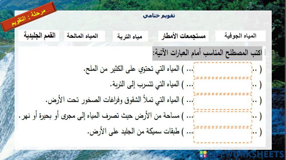أنواع المياه على الأرض - الصف الرابع