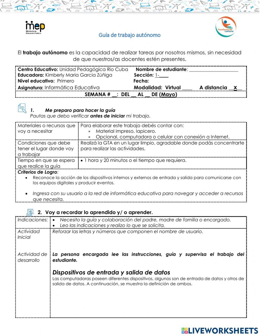 Partes internas y externas de la computadora