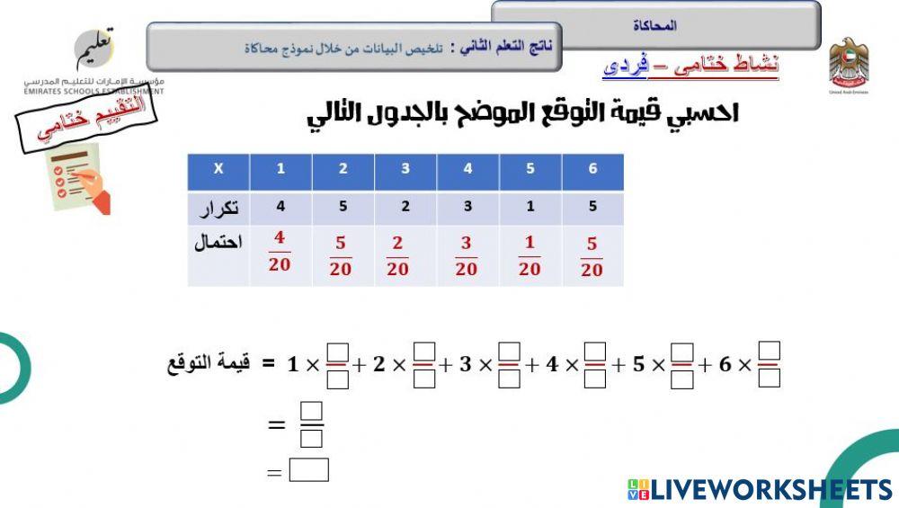 تلخيص البيانات من خلال نموذج محاكاة