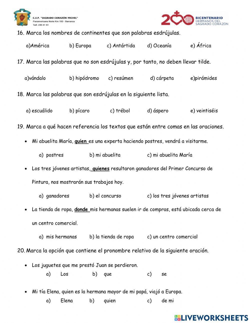 Examen de comunicación