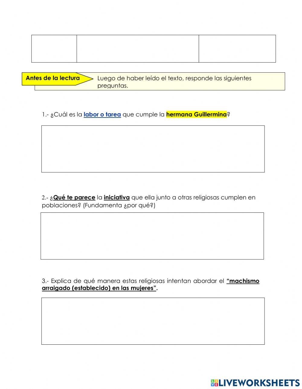 Comprensión lectora - segundo medio