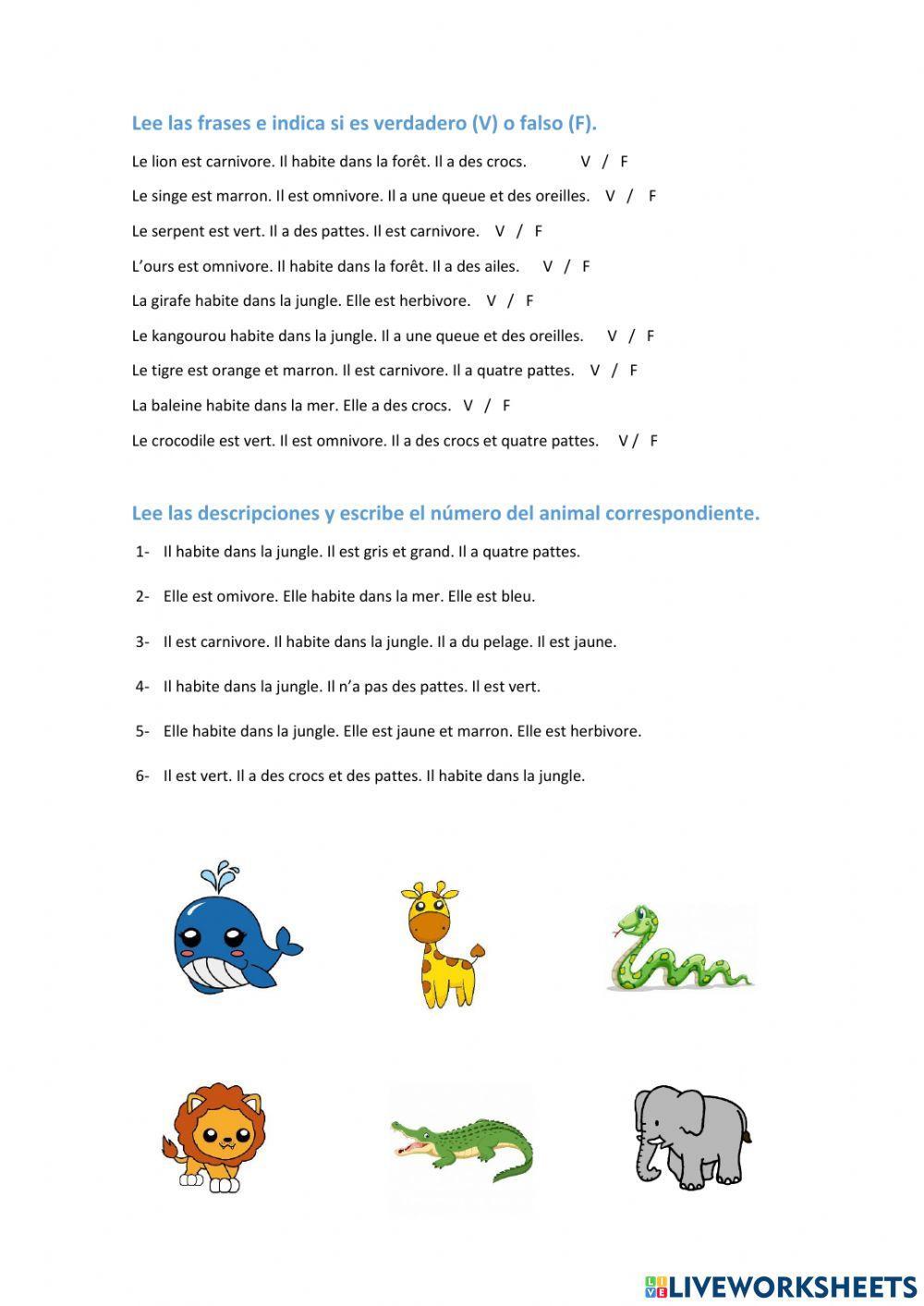 Les animaux sauvages