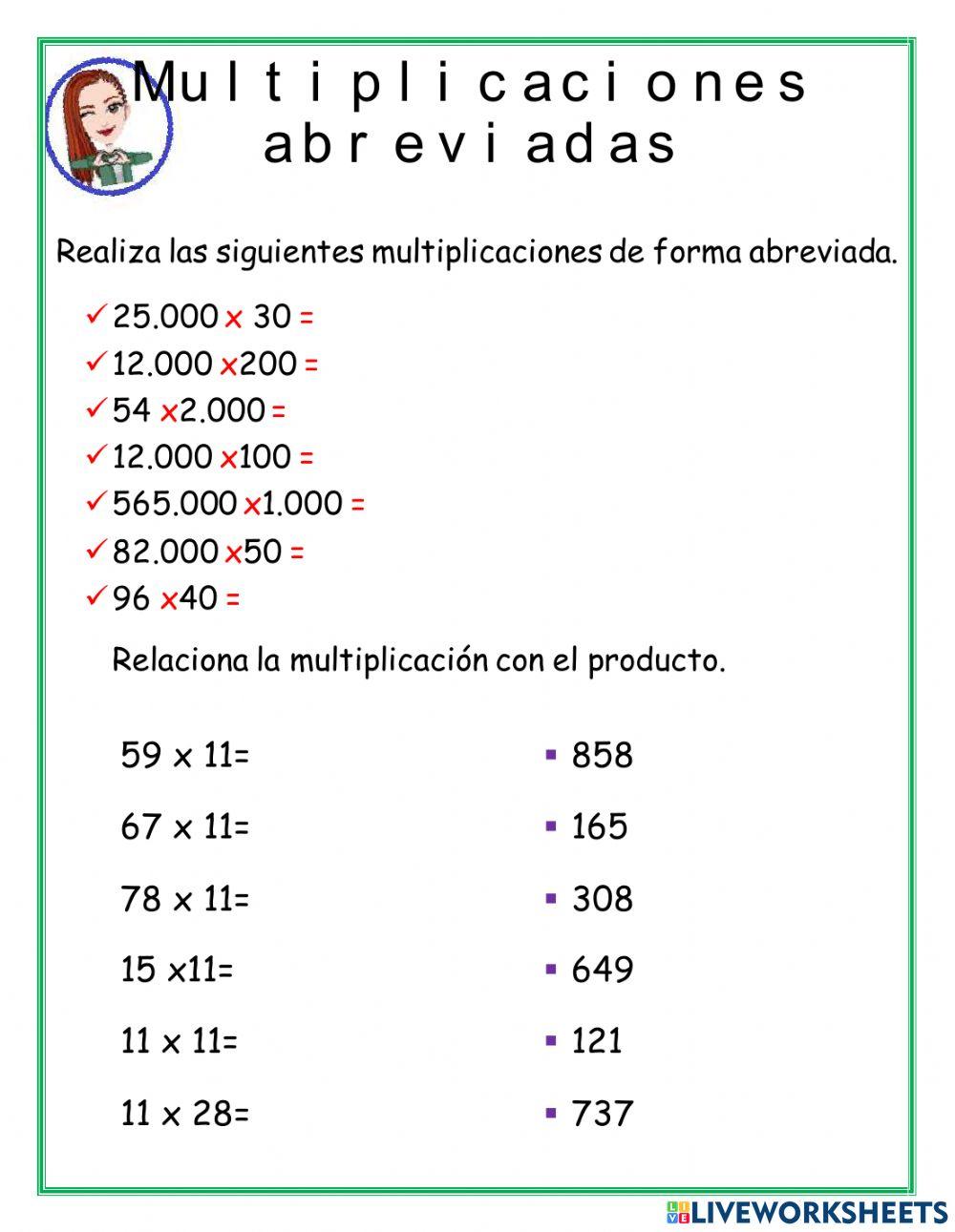 Multiplicaciones abreviadas