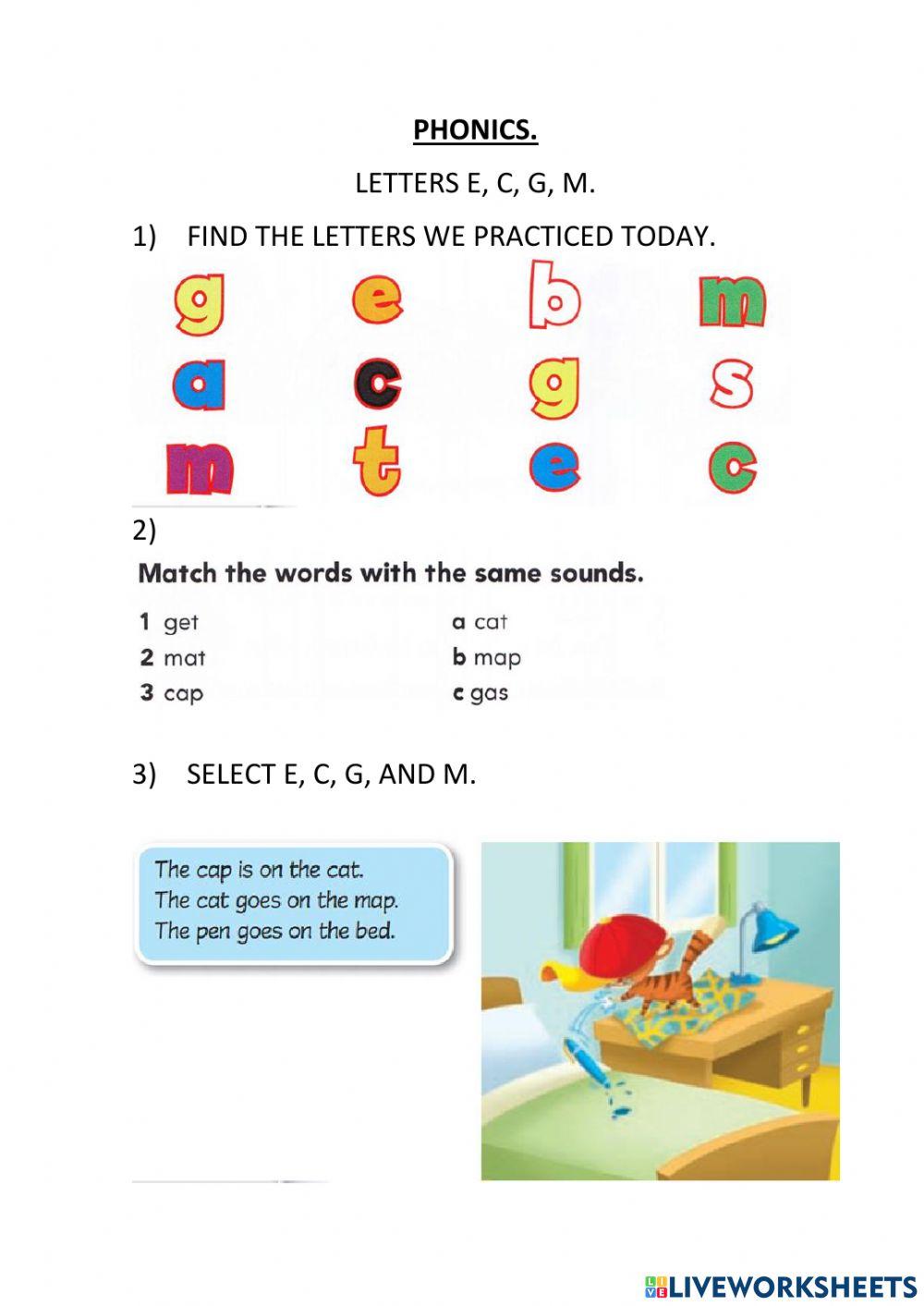 PHONICS e, c, g, m