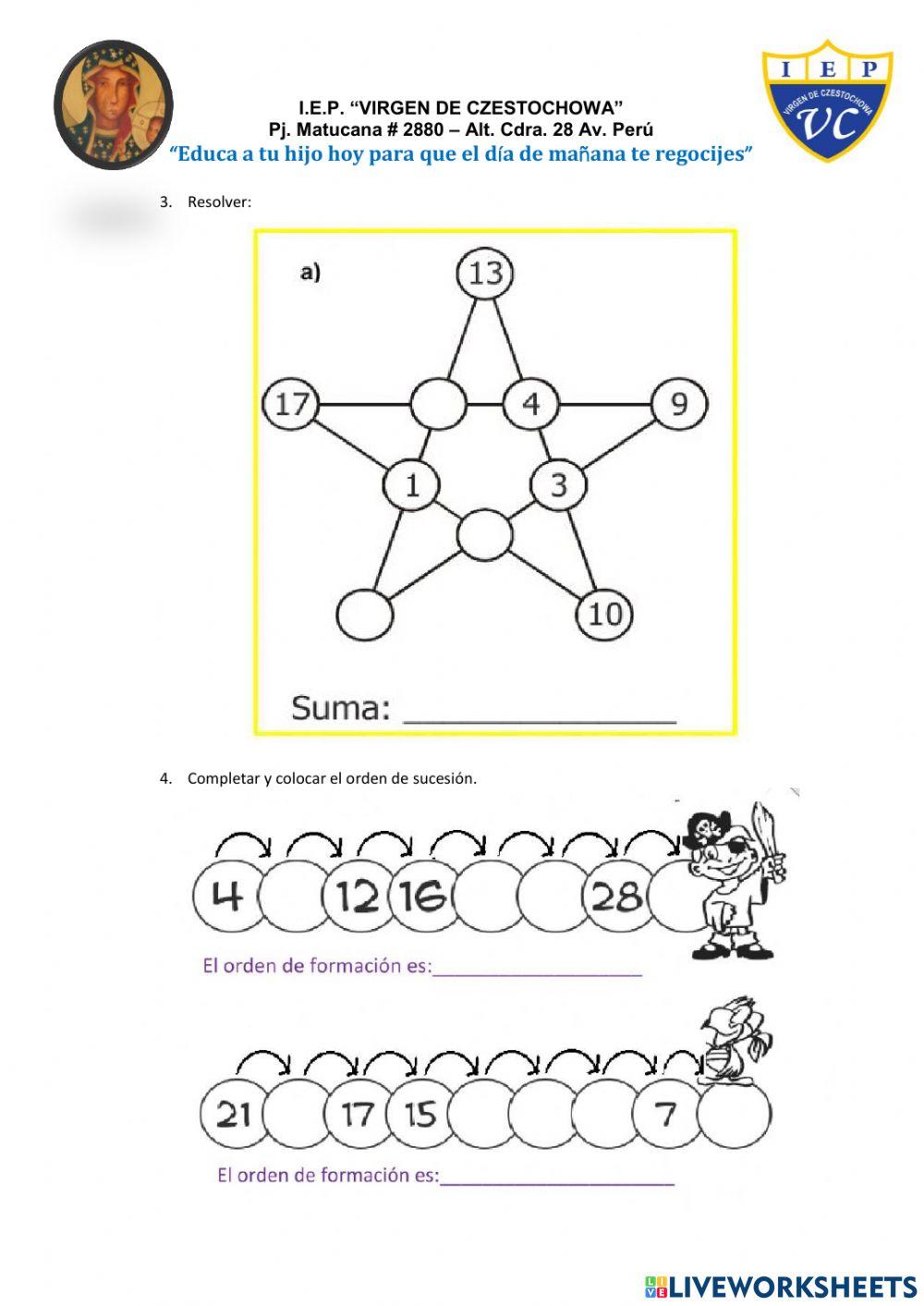 Examen bimestral de razonamiento matemático