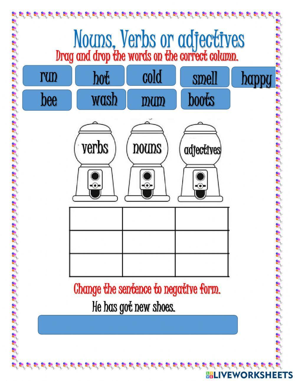 Complete Nouns Review Worksheet