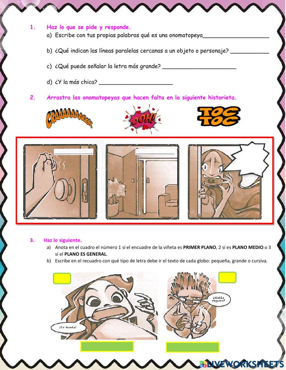 ACTIVIDAD 3 FUNCIÓN DE LAS ONOMATOPEYAS Y RECURSOS GRÁFICOS