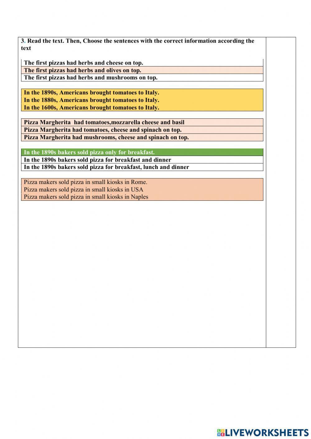 Pizza interactive activity | Live Worksheets