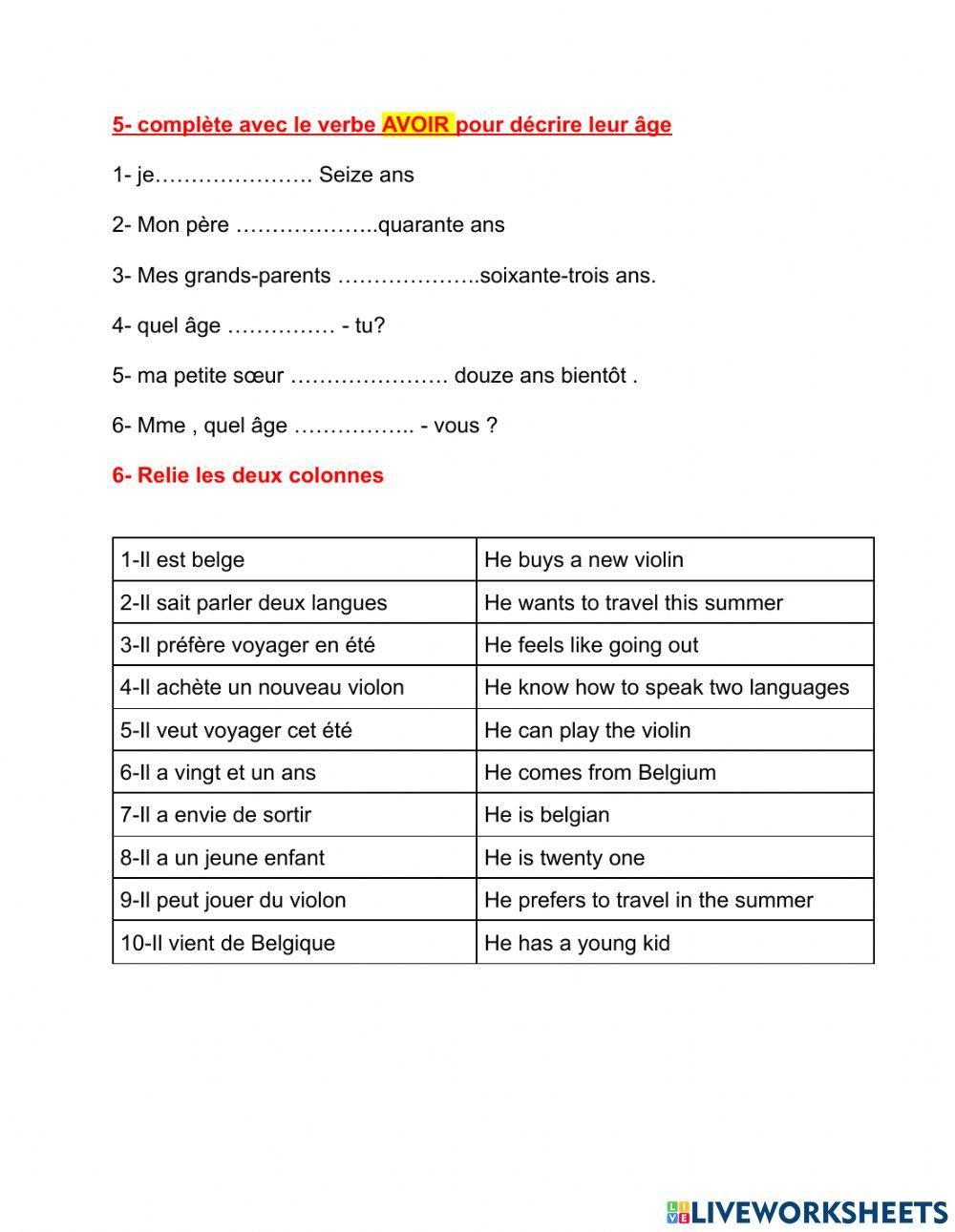 La famille de Léa exercices de structure