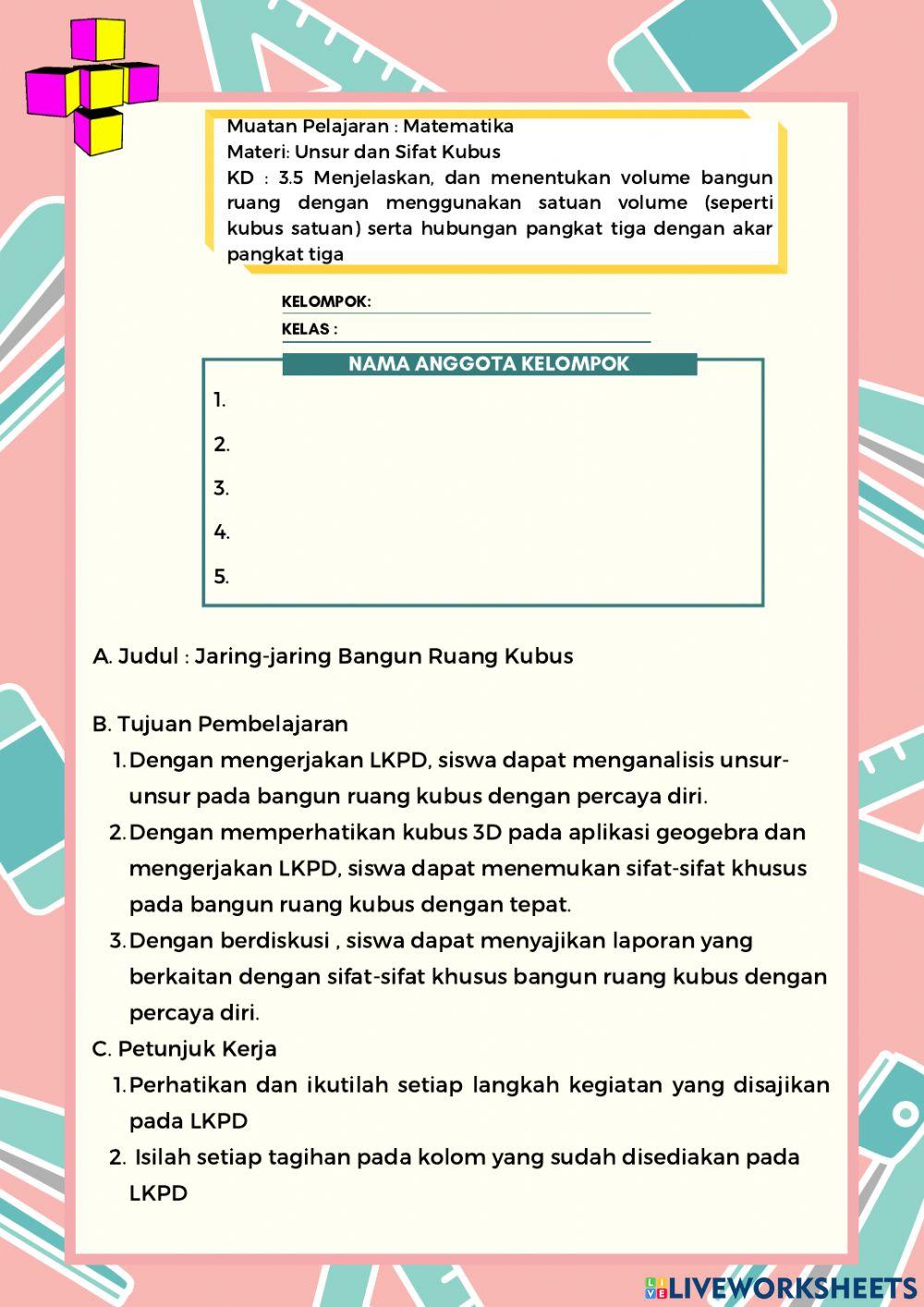 LKPD unsur dan sifat kubus