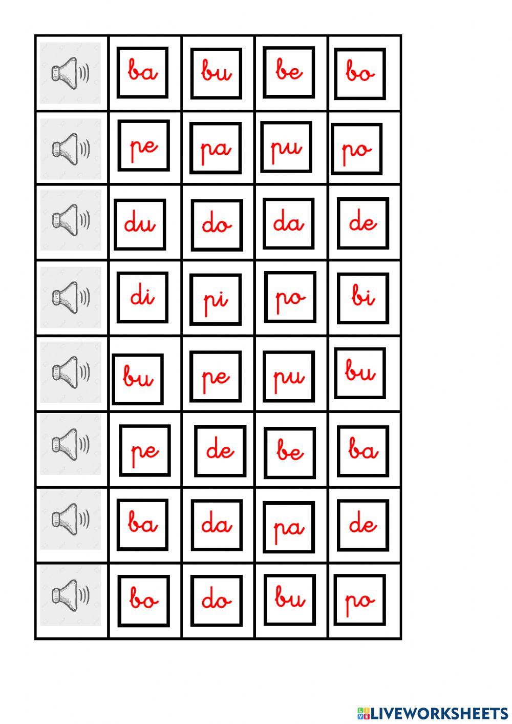 Discriminación auditiva de p, b, d